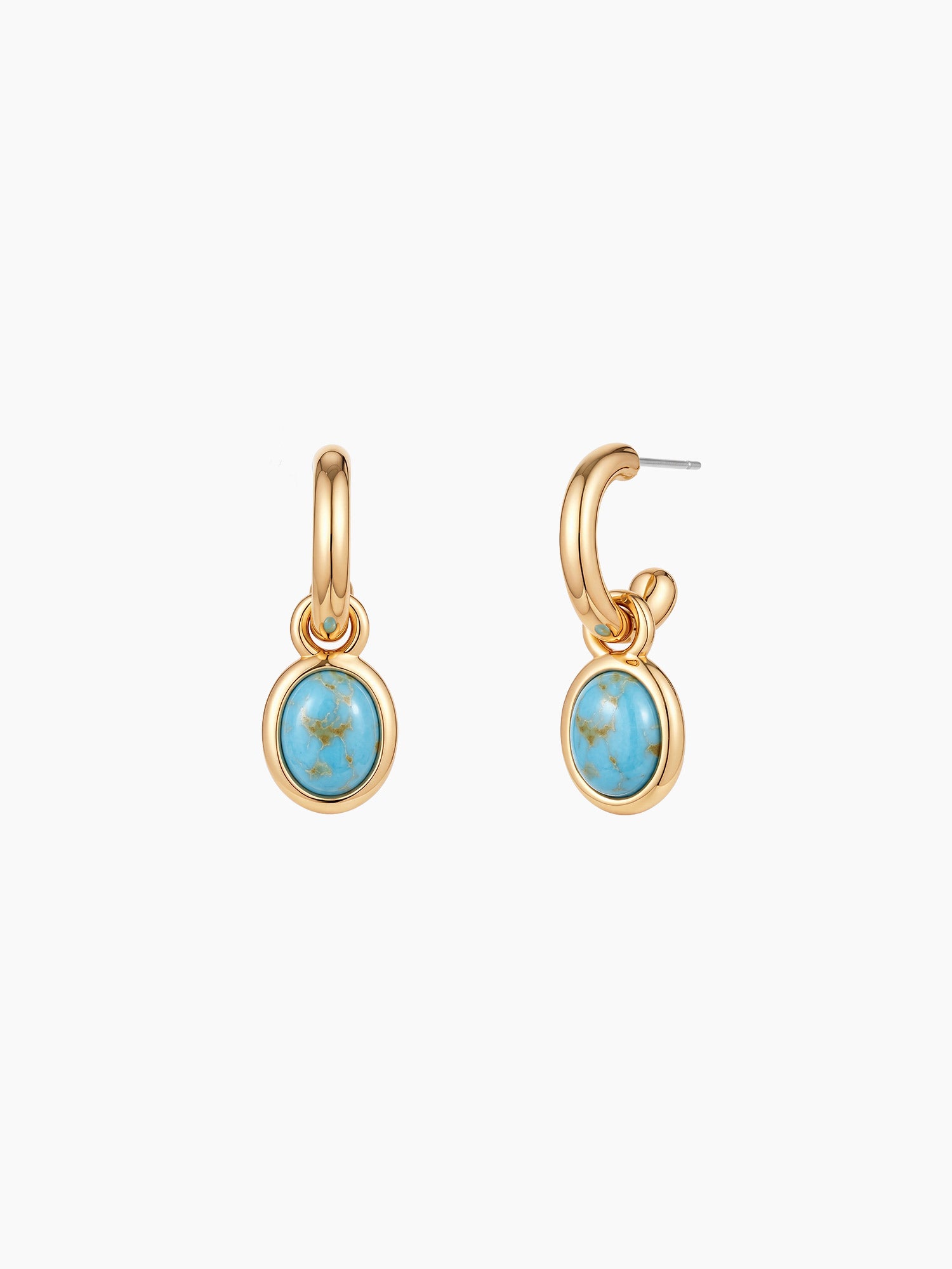 Turquoise Charm Hoops in Gold