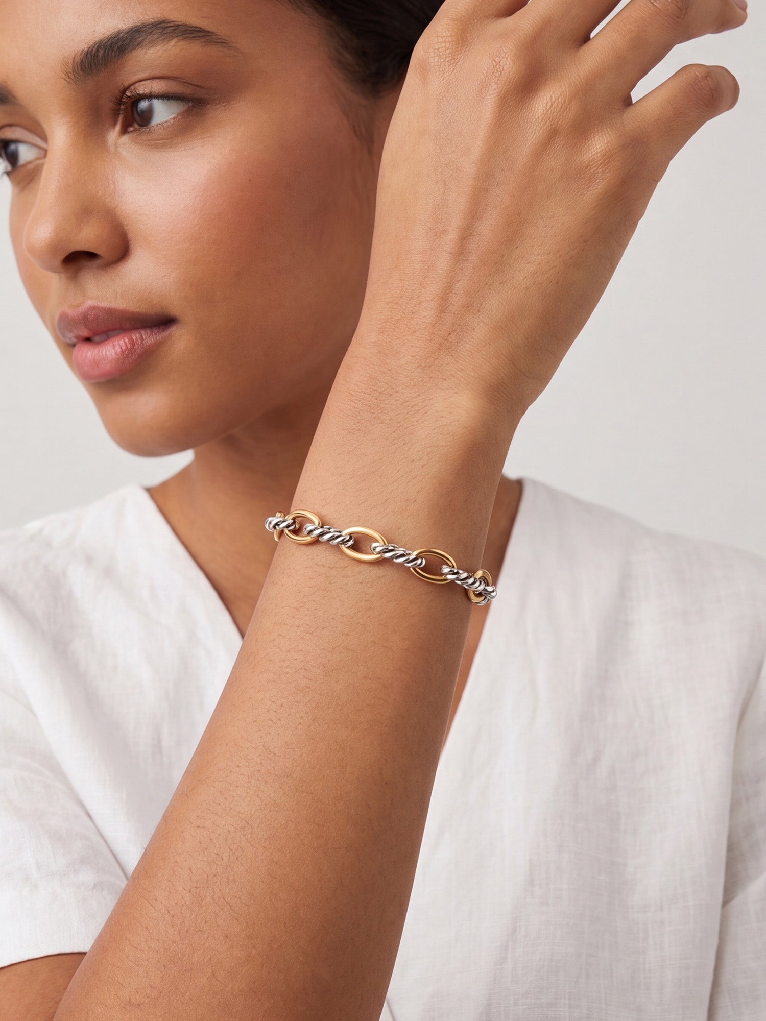 Twisted Antique Two-Tone Chain Bracelet