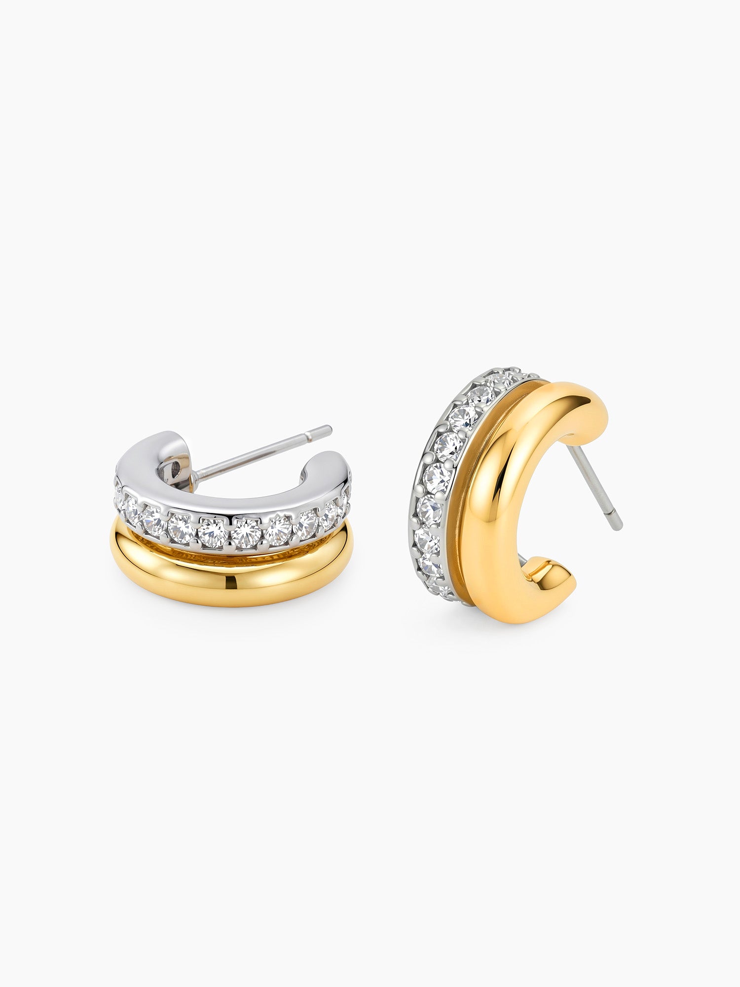 Duo Crystal Two-Tone Huggies
