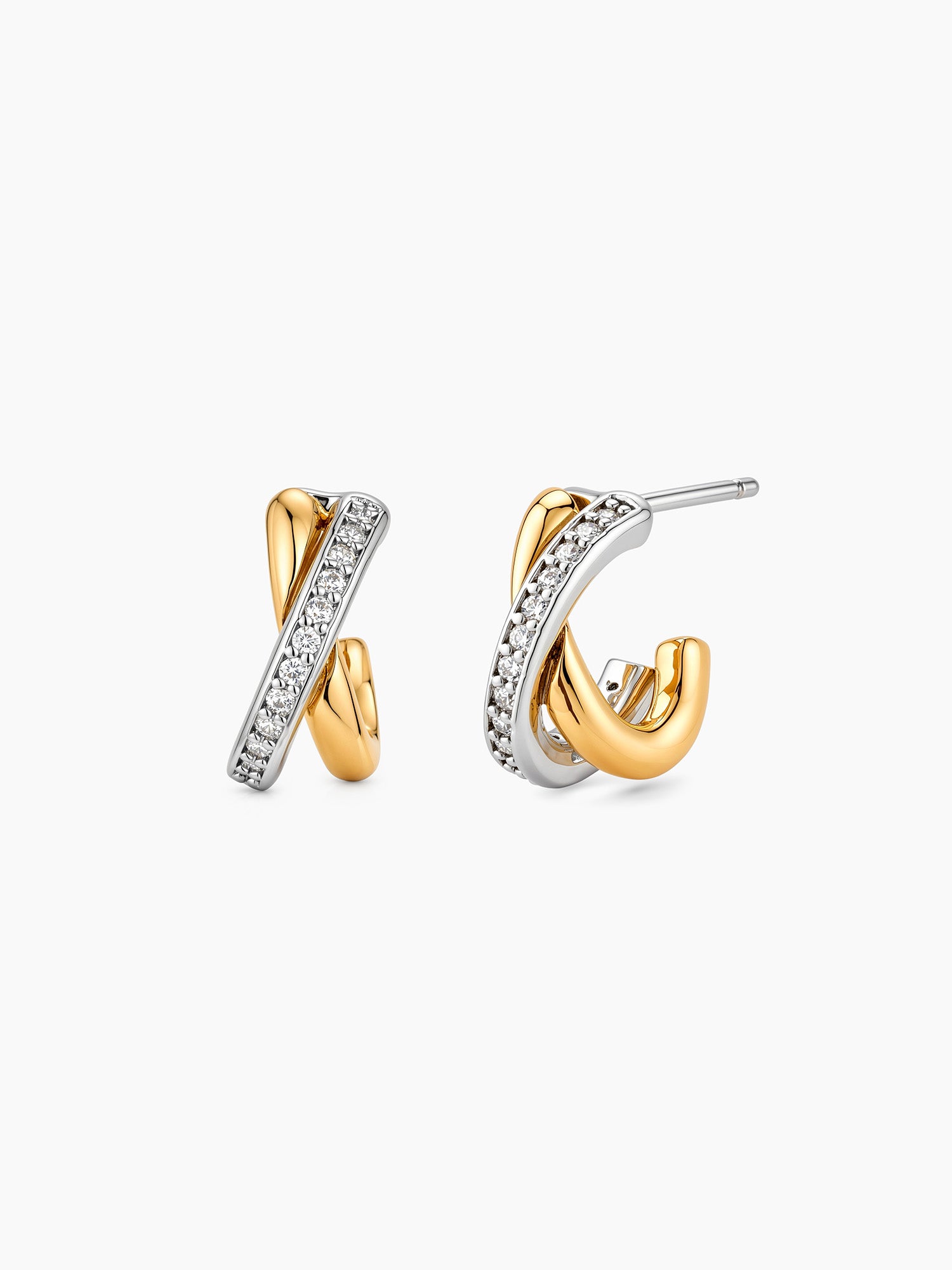 Two-Tone Crystal Cross Studs