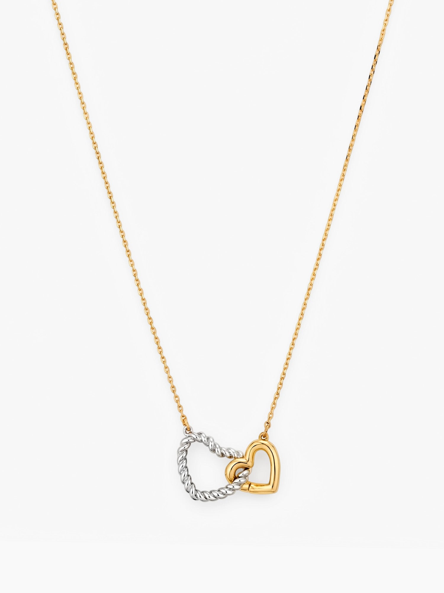 Two-Tone Heart Pendant Necklace in Gold