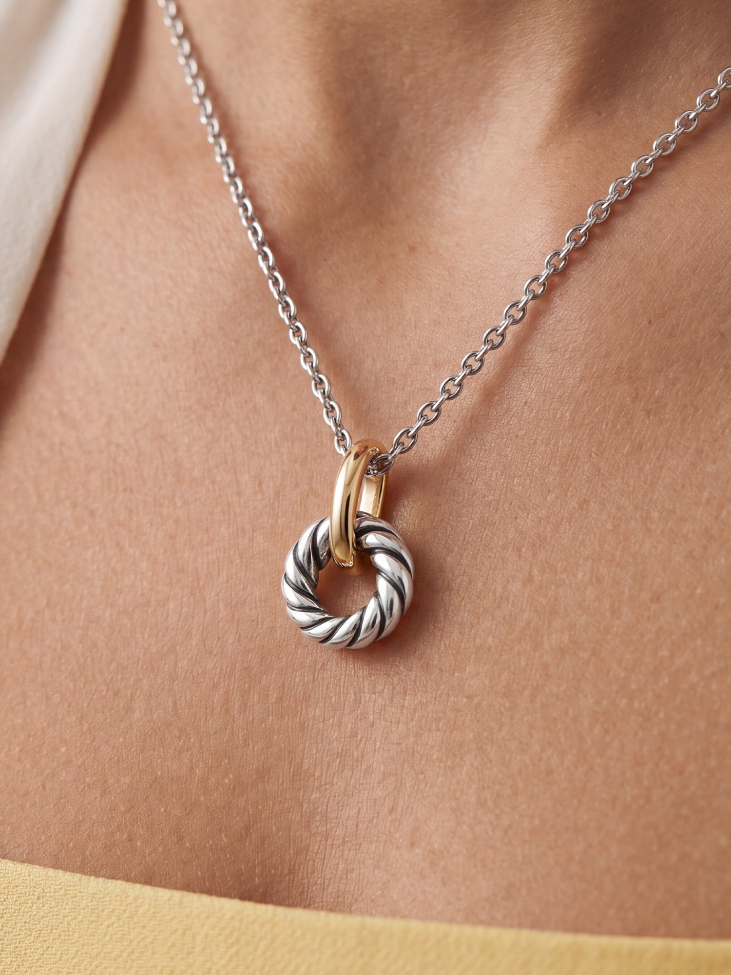 Two-Tone Oval Toggle Necklace