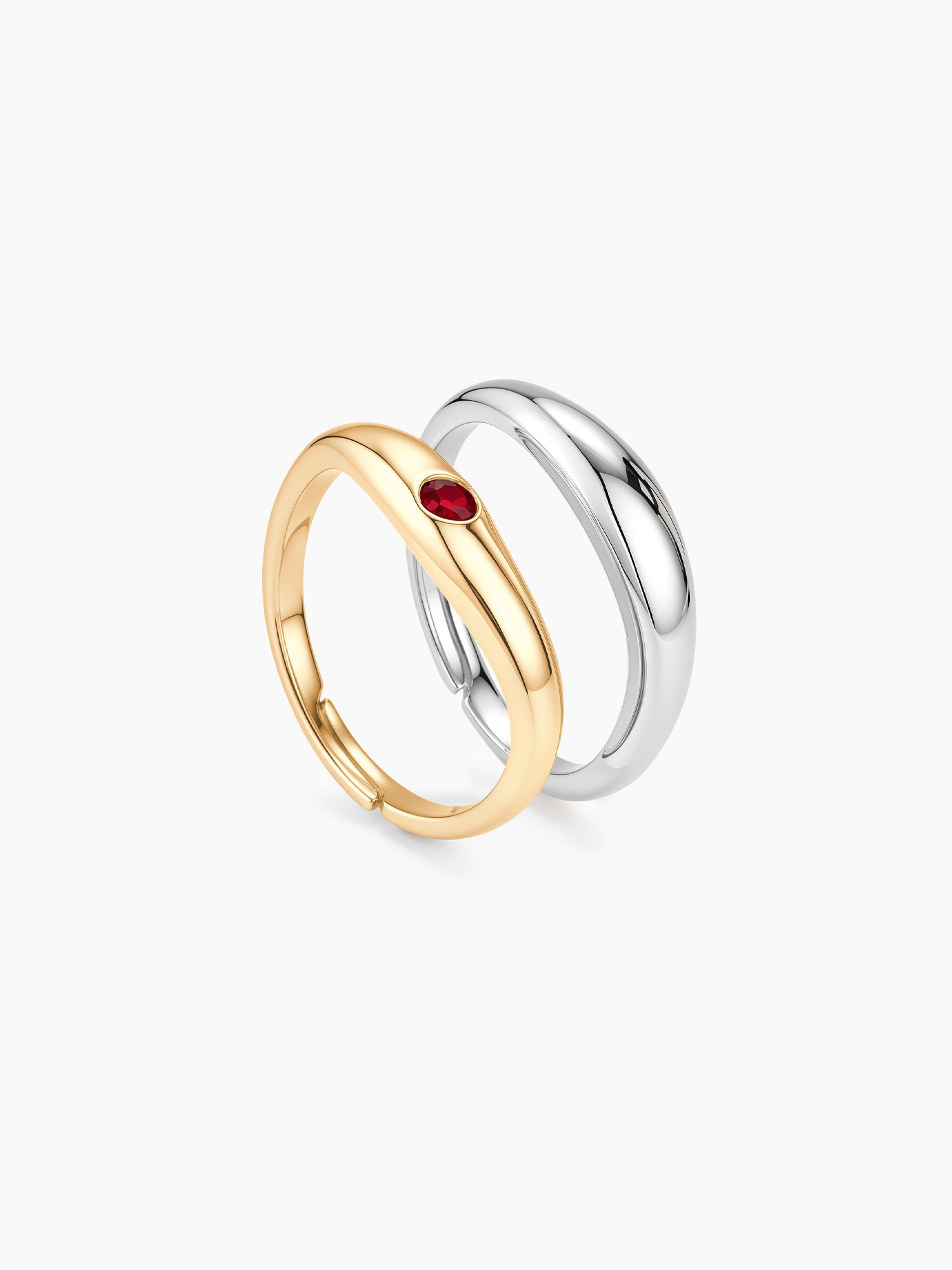 Two-Tone Red Crystal Ring in Gold