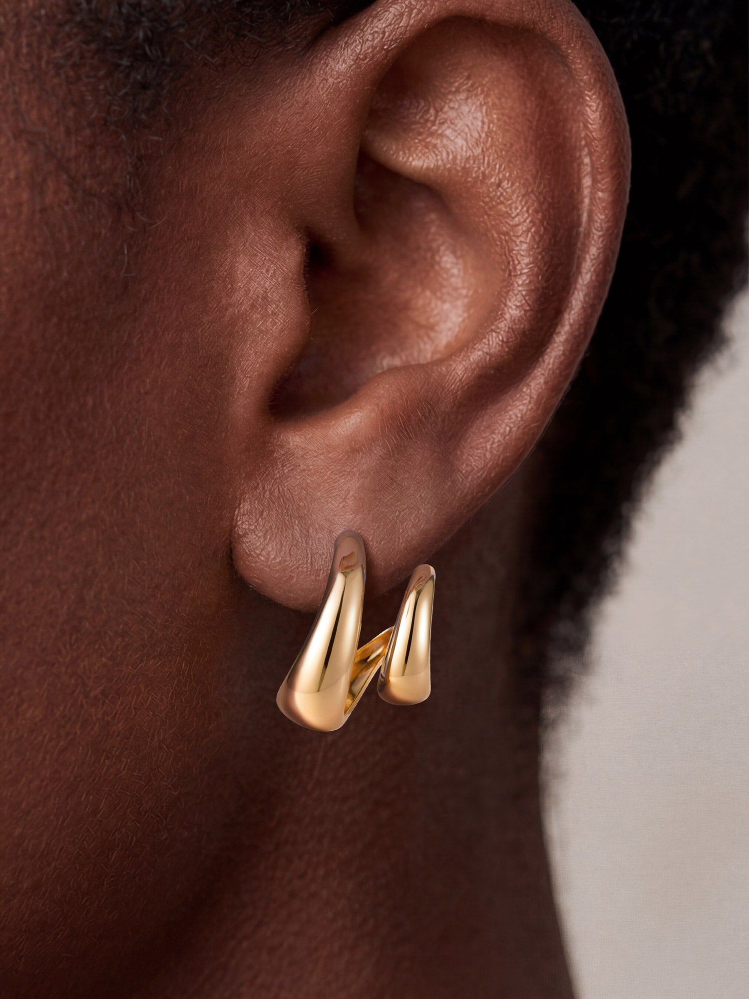 Wide Double Layer Hoops in Gold