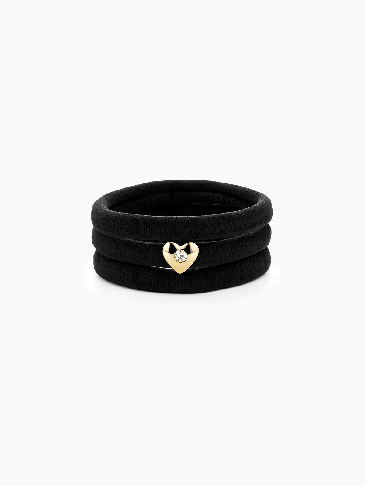 Heart Accent Black Elastic Hair Ties Set