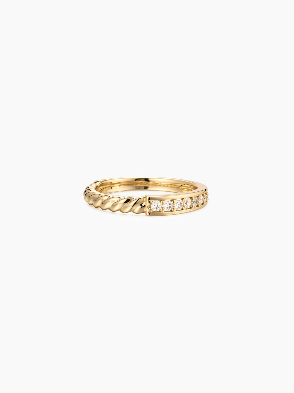 Braided Band CZ Ring in Gold