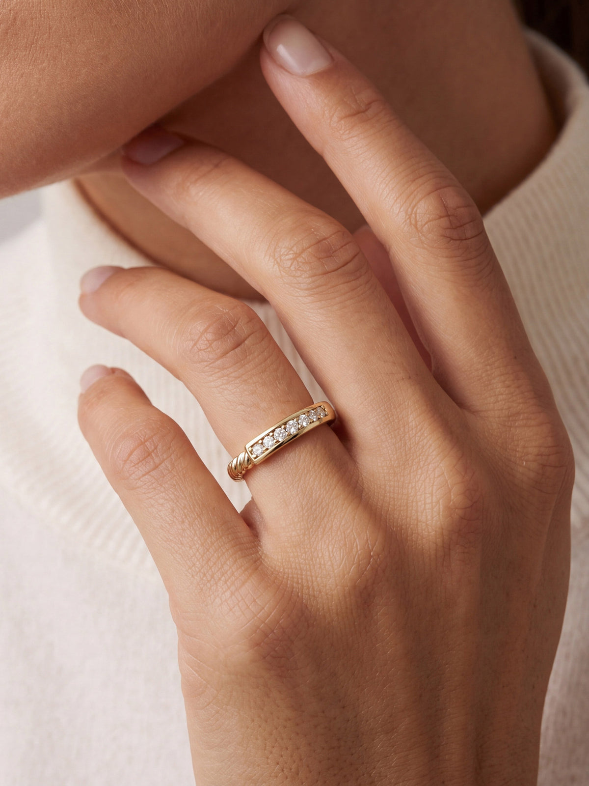 Braided Band CZ Ring in Gold