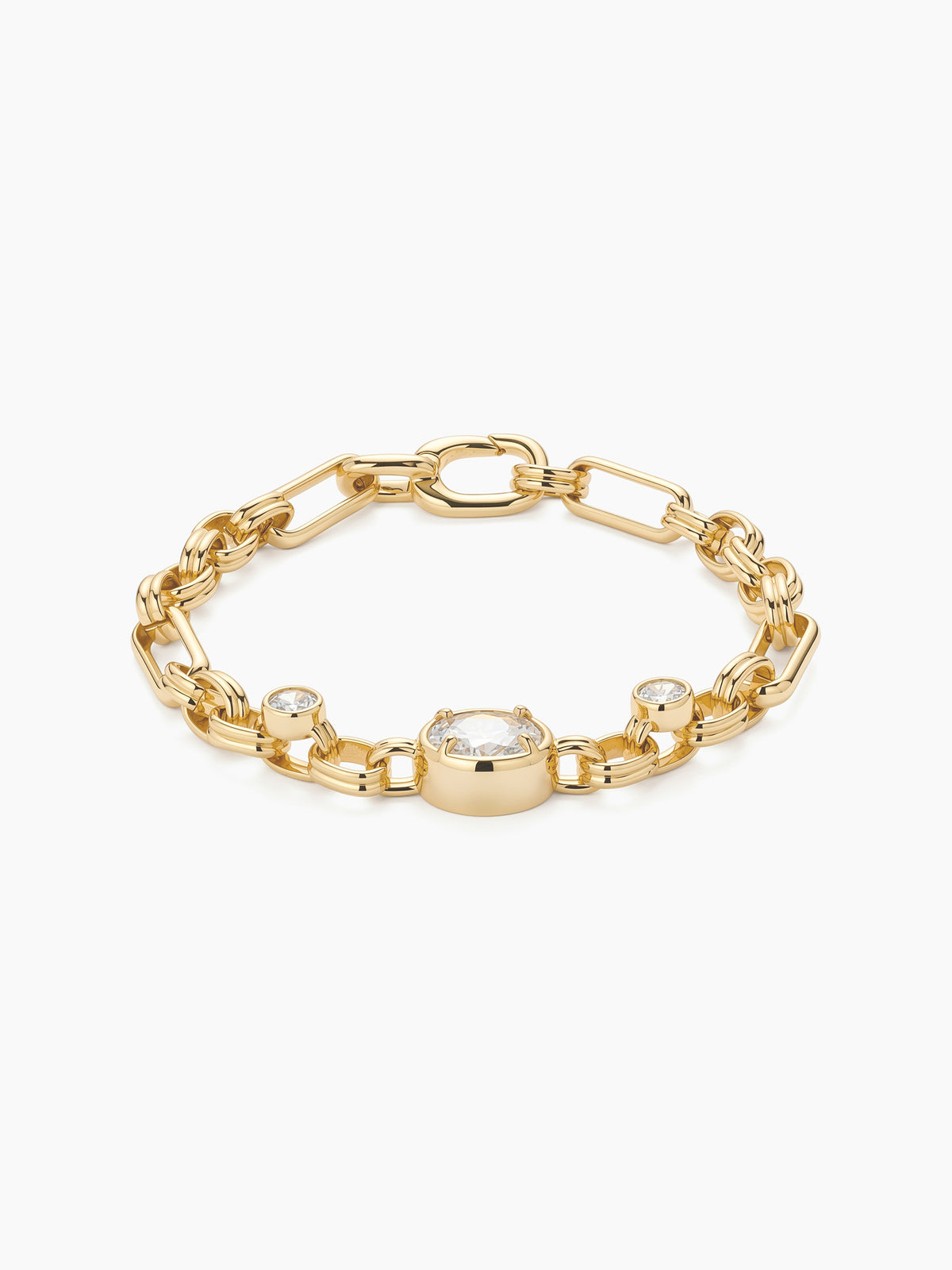 CZ Link Chain Bracelet in Gold