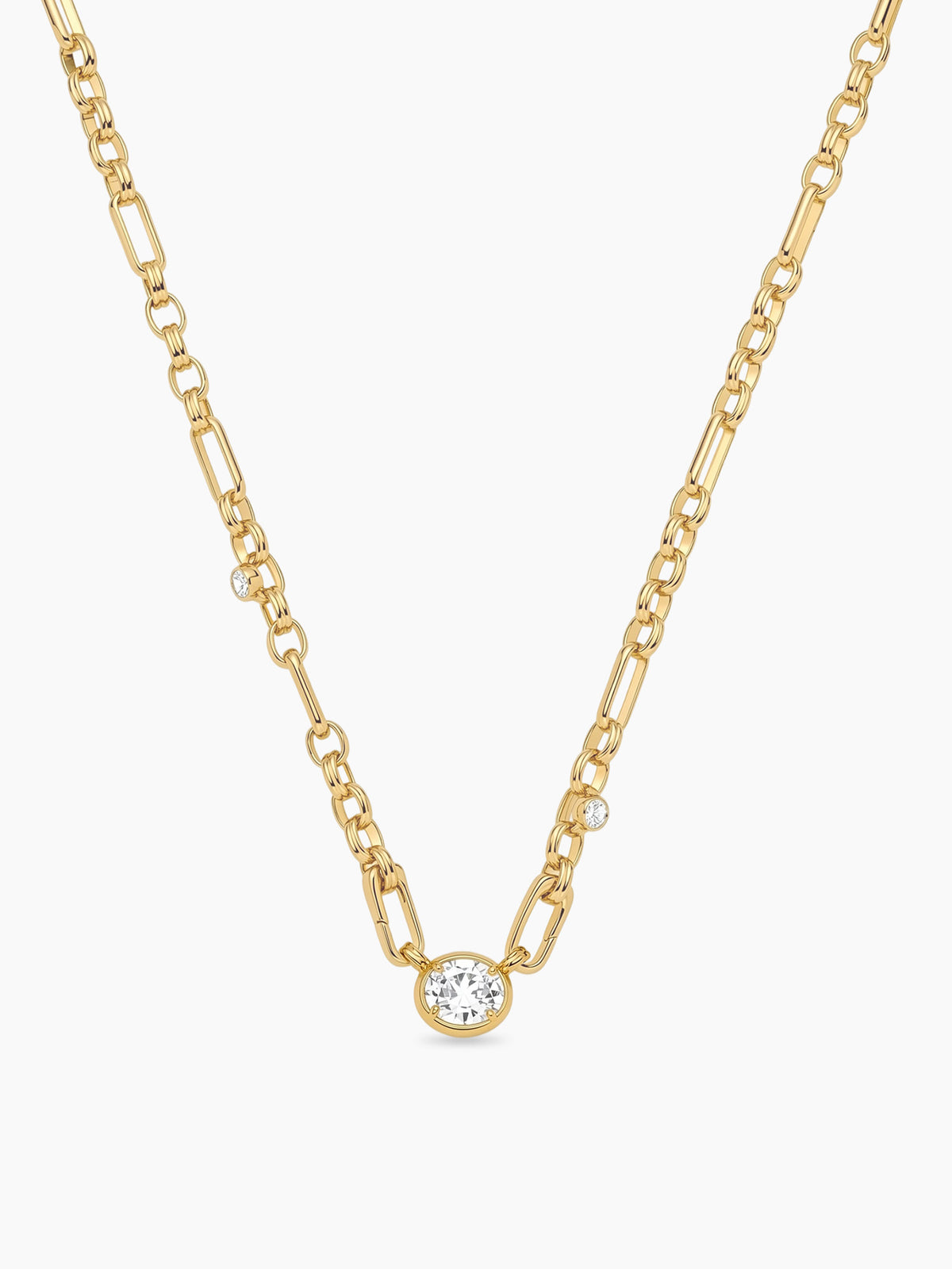 CZ Link Chain Necklace in Gold