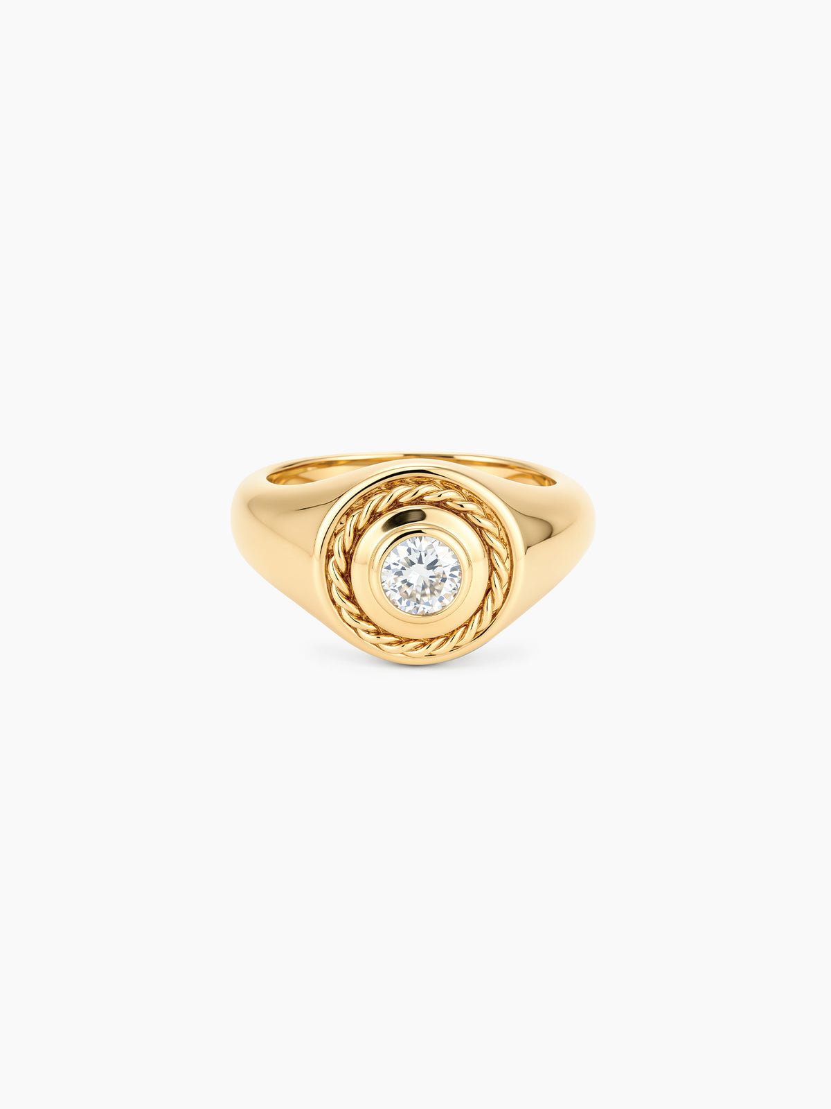 CZ Round Signet Ring in Gold
