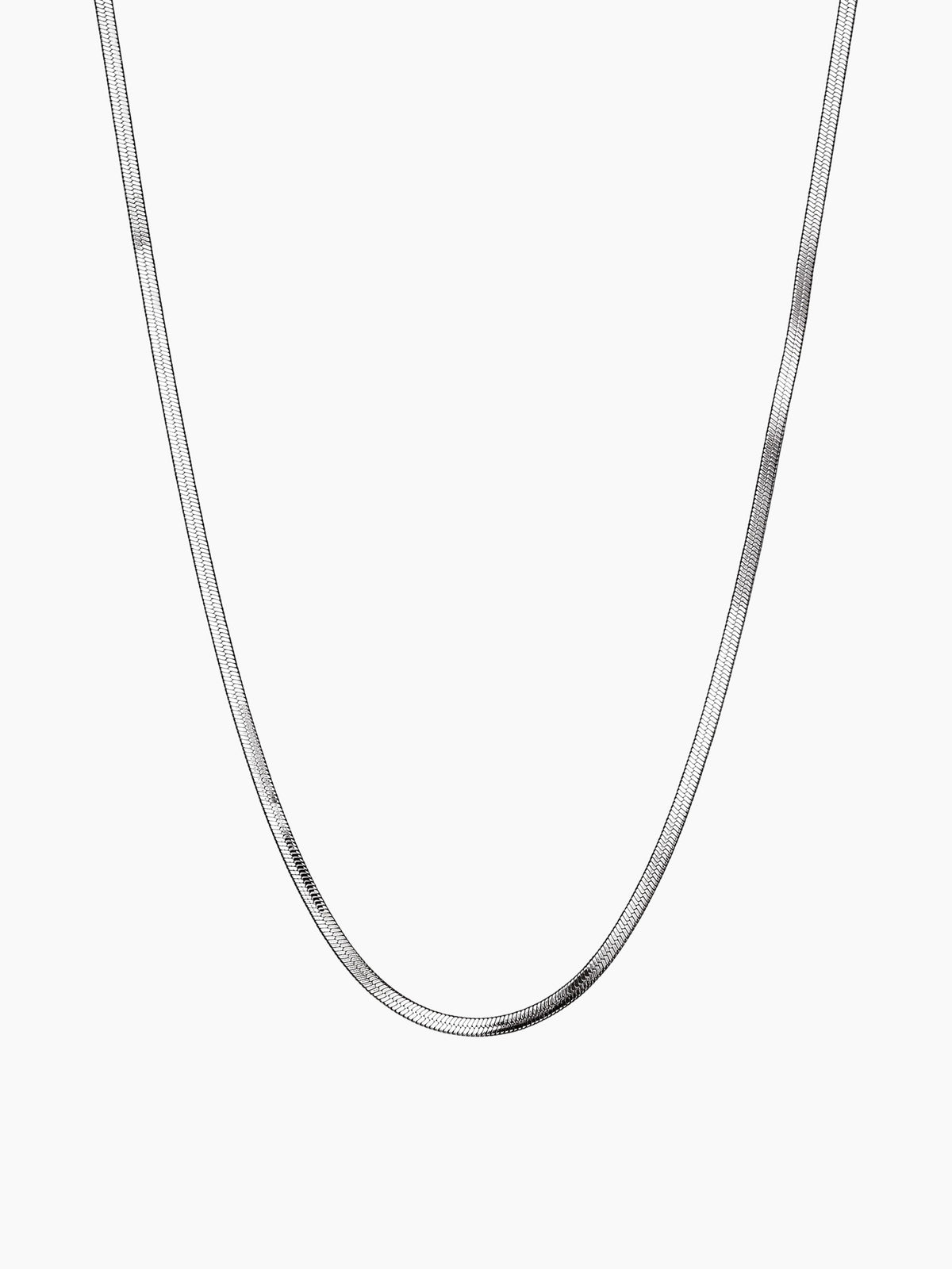 Flat Snake Chain Necklace in Silver