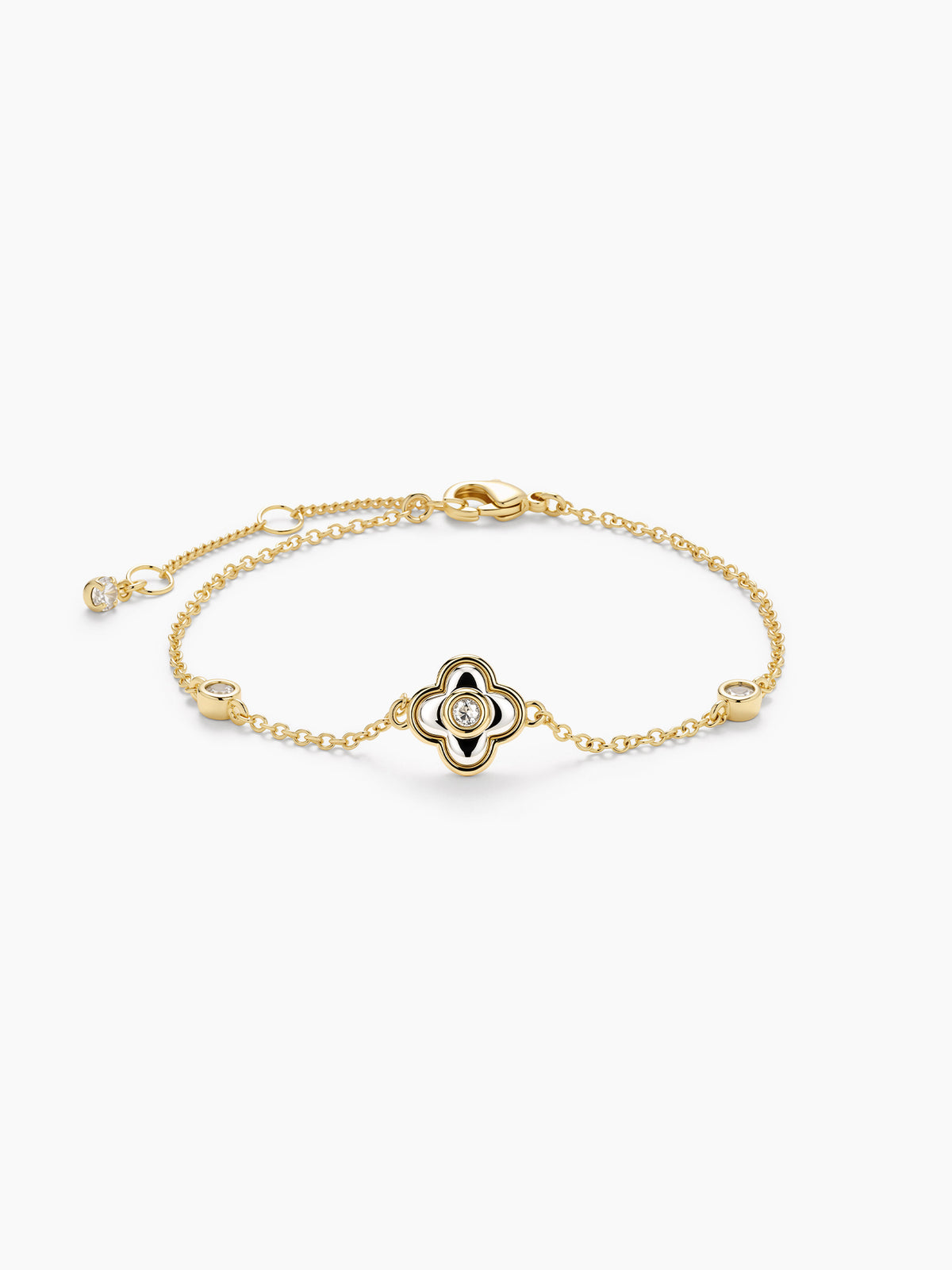 Flower CZ Charm Bracelet in Gold
