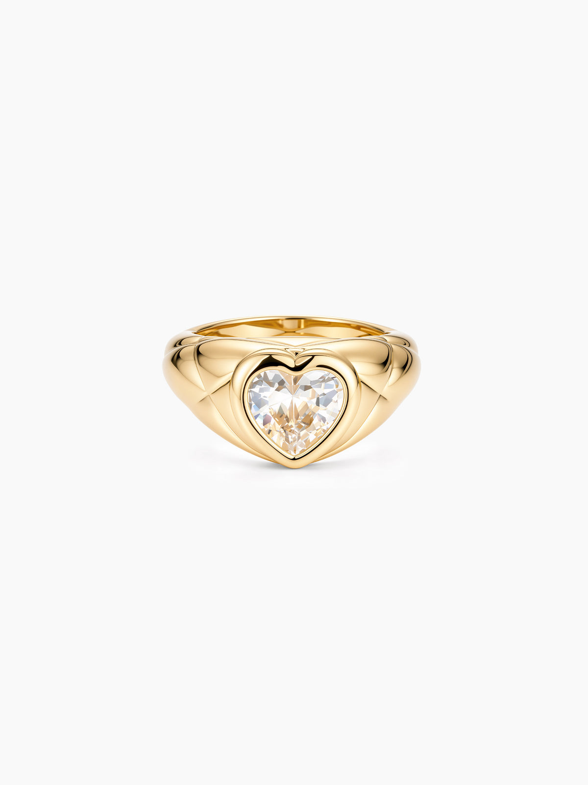 Heart Dome Band CZ Ring in Gold