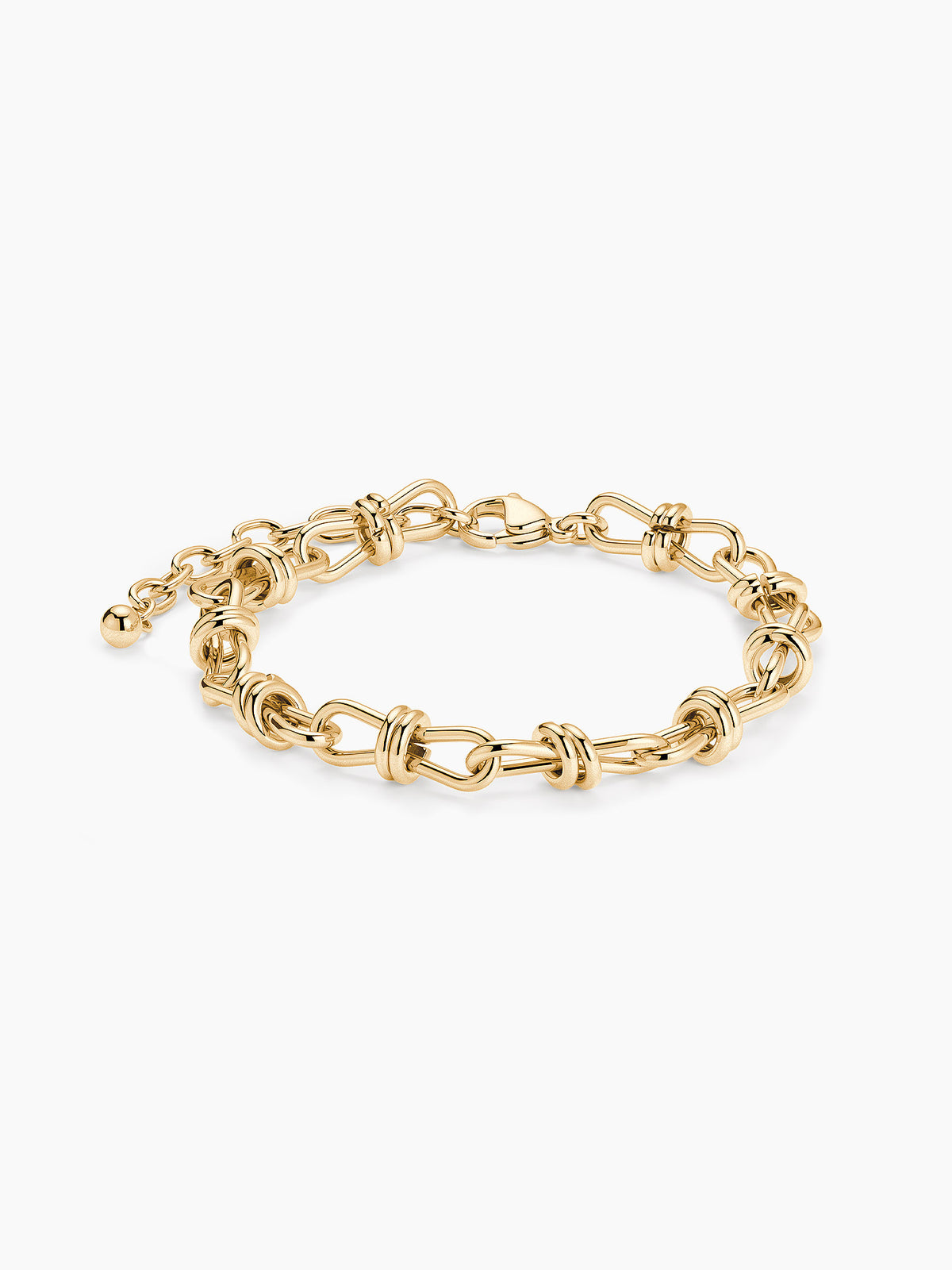 Knotted Link Chain Bracelet in Gold
