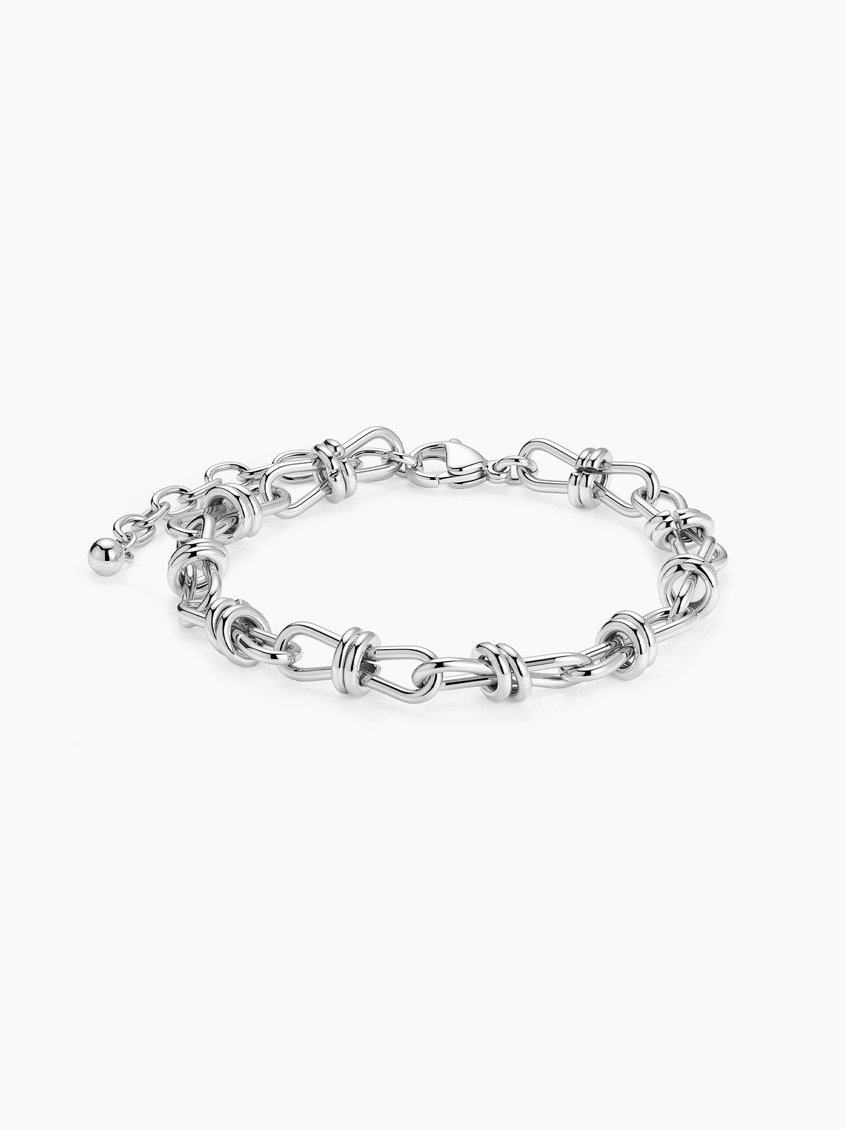 Knotted Link Chain Bracelet in Silver