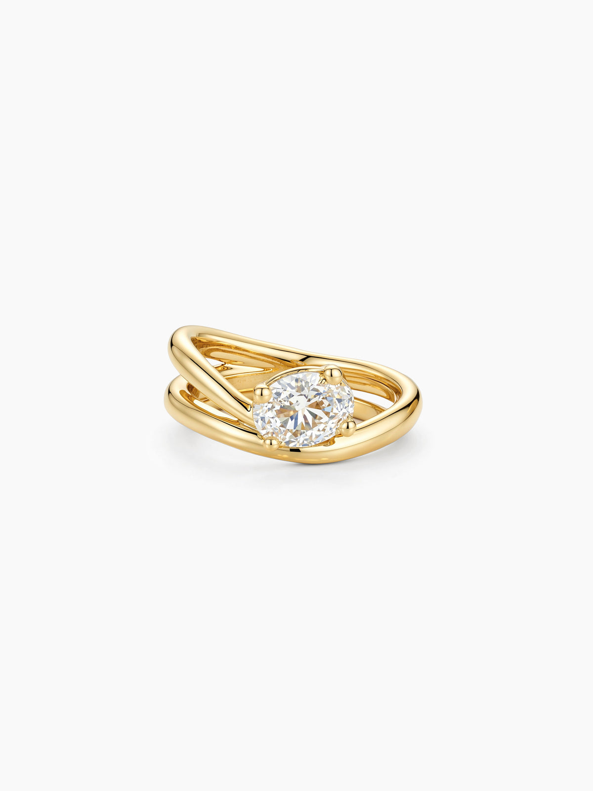 Oval CZ Double Band Ring in Gold