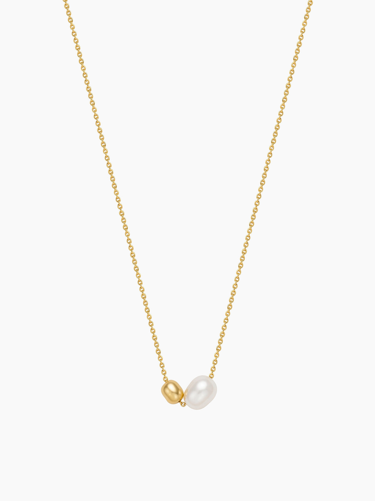 Pearl Bead Pendant Necklace in Gold
