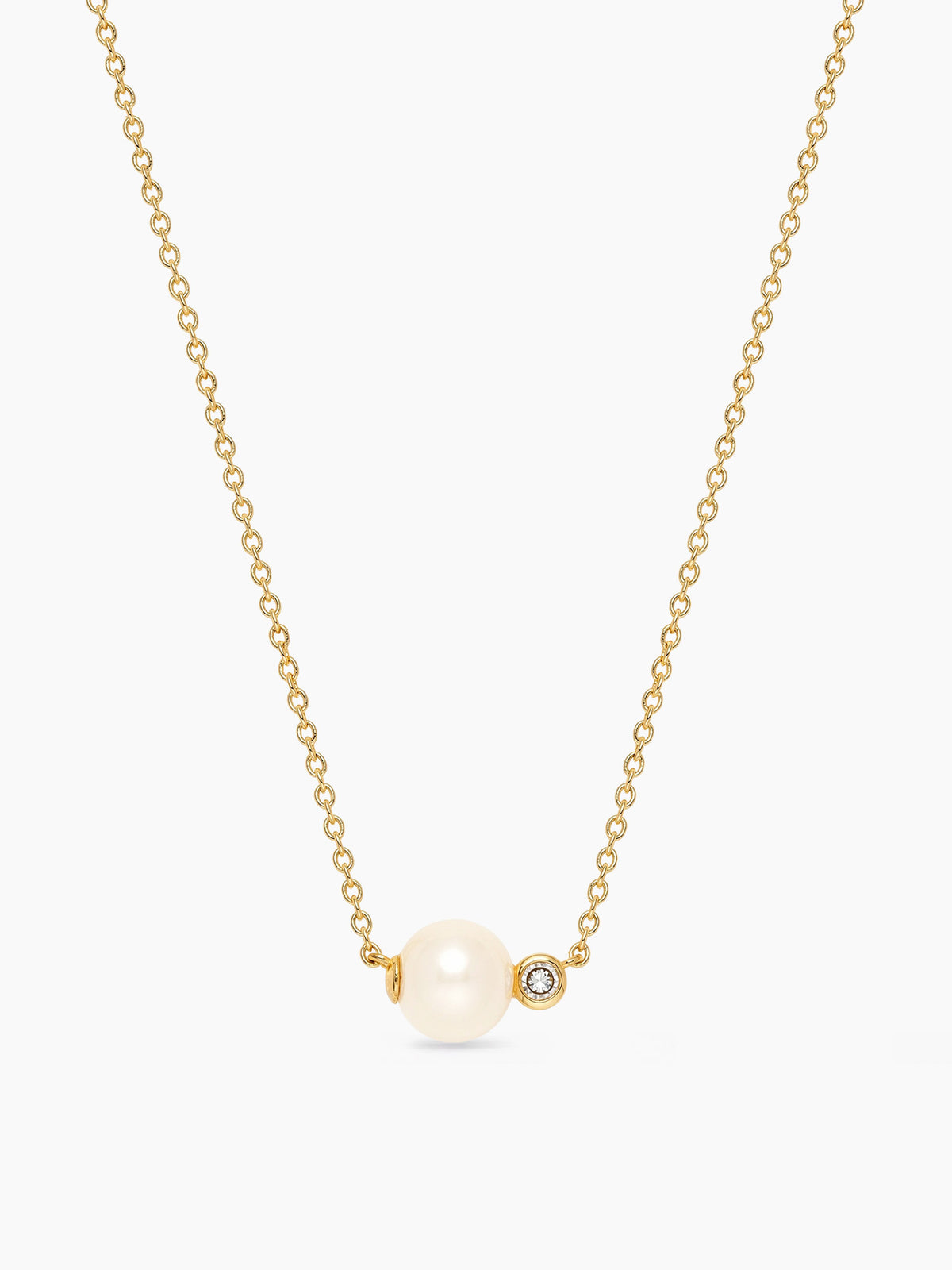 Pearl CZ Pendant Necklace in Gold