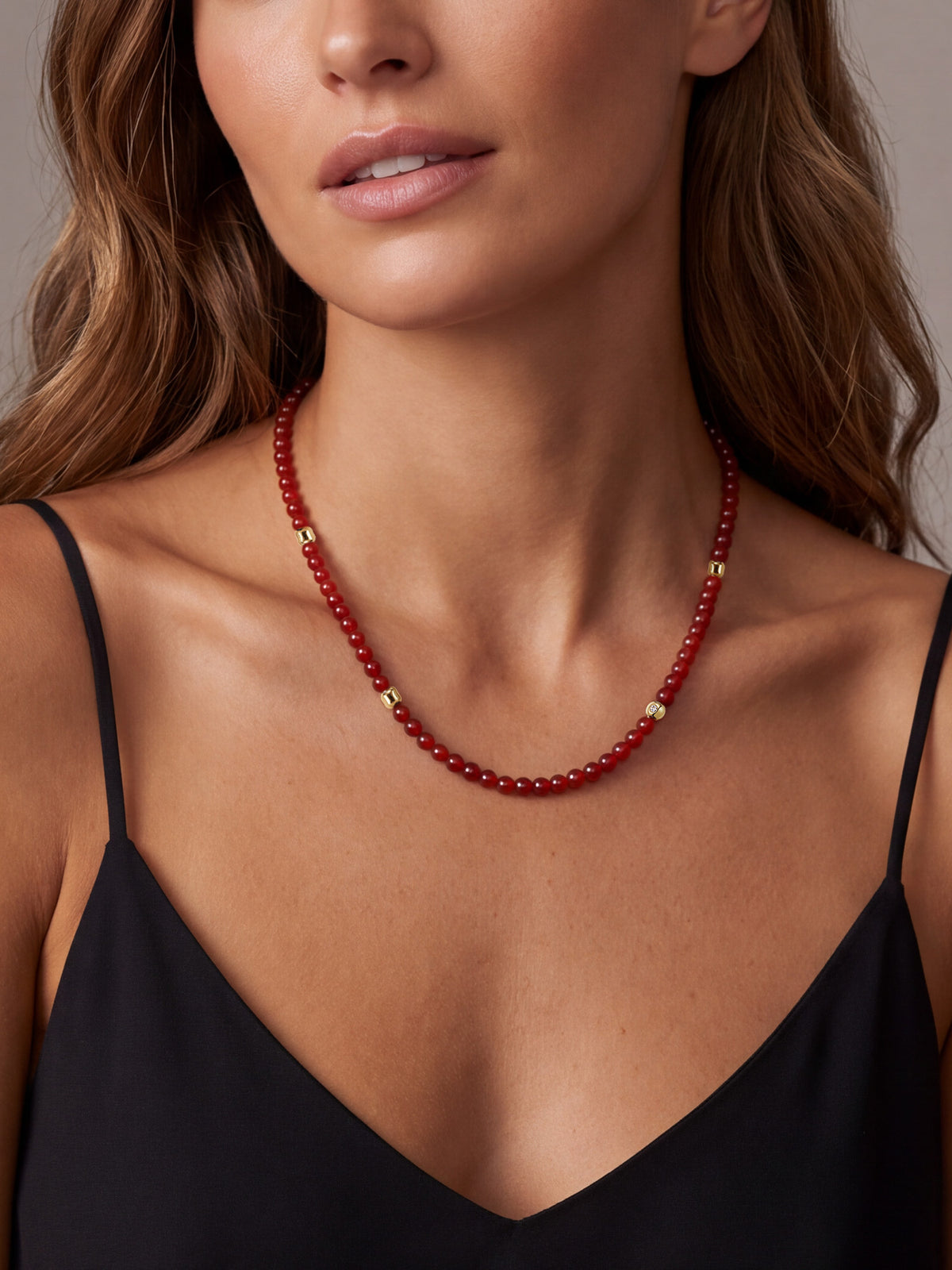 Red Agate Beaded Necklace