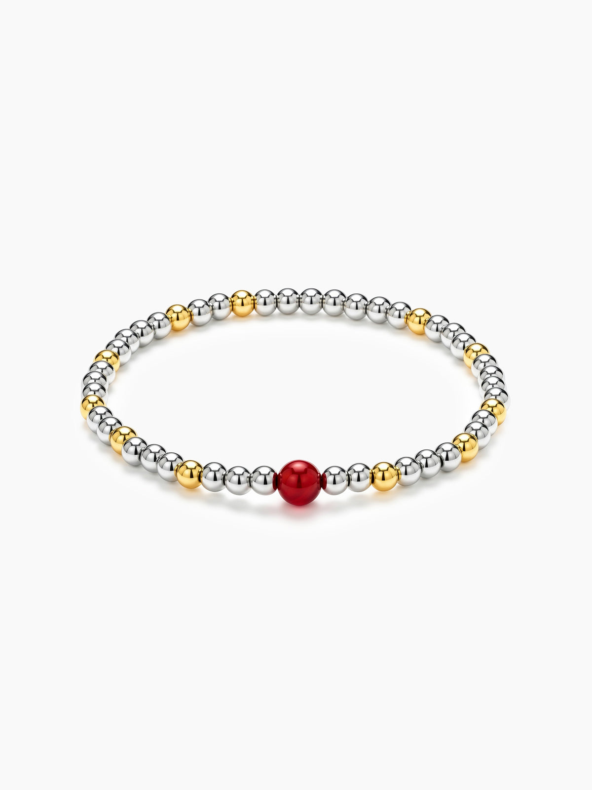 Red Agate Mixed Metal Beaded Bracelet