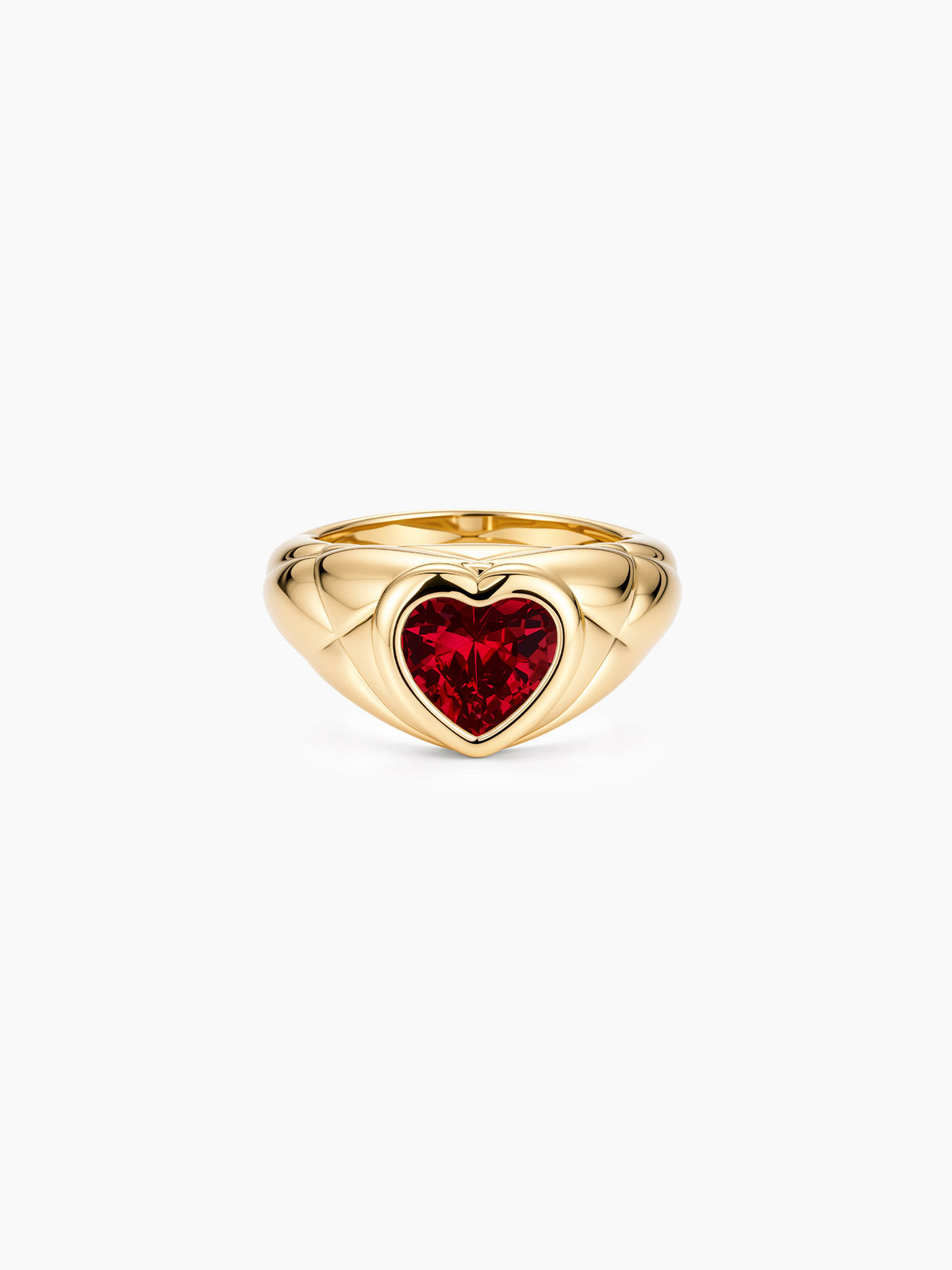 Red CZ Heart Ring in Gold