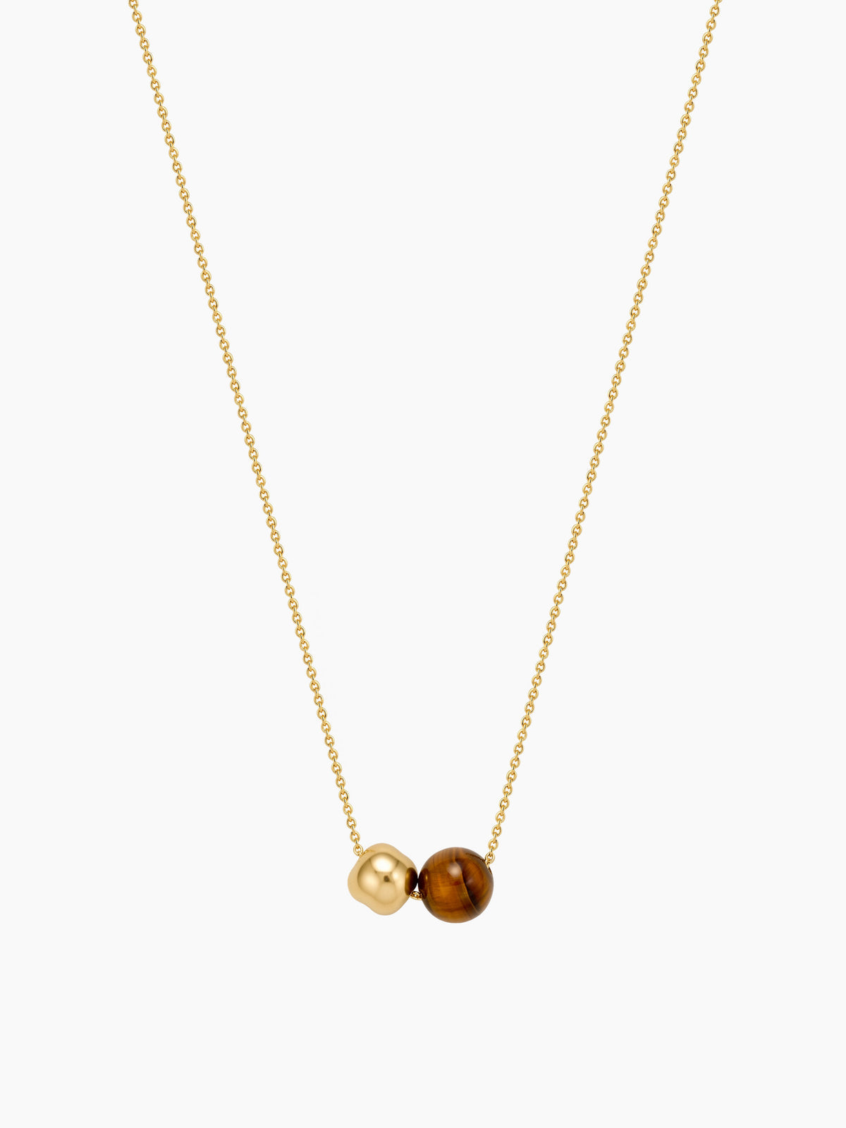 Round Tiger Eye Pendant Necklace in Gold