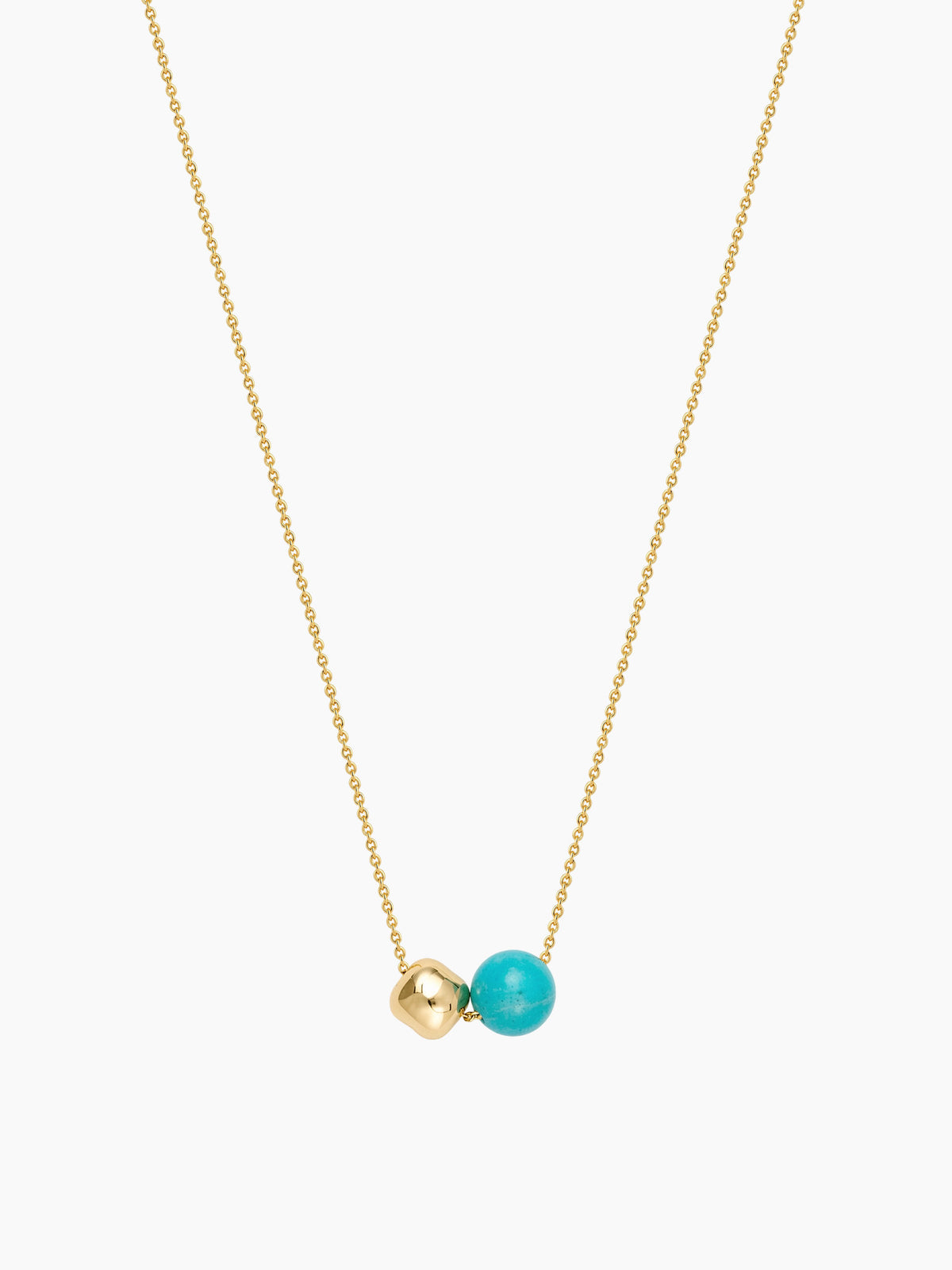 Round Turquoise Pendant Necklace in Gold