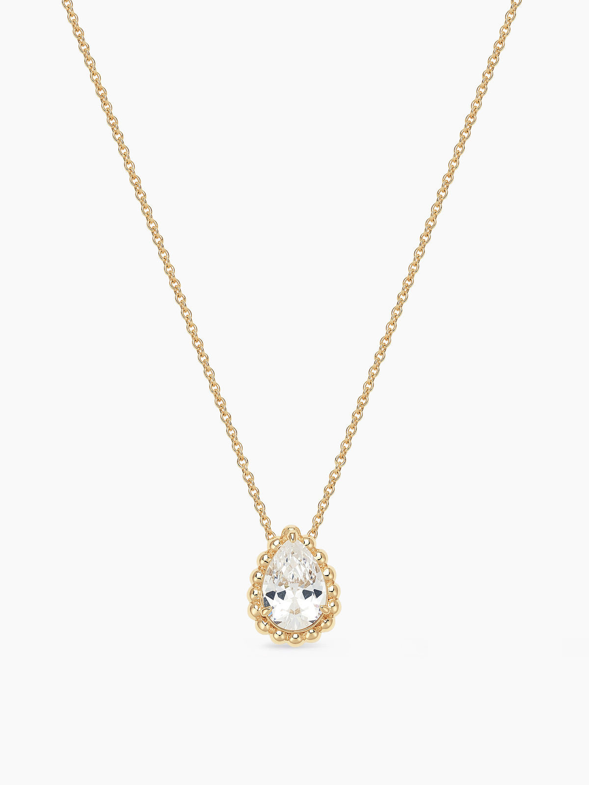 Teardrop CZ Pendant Necklace in Gold