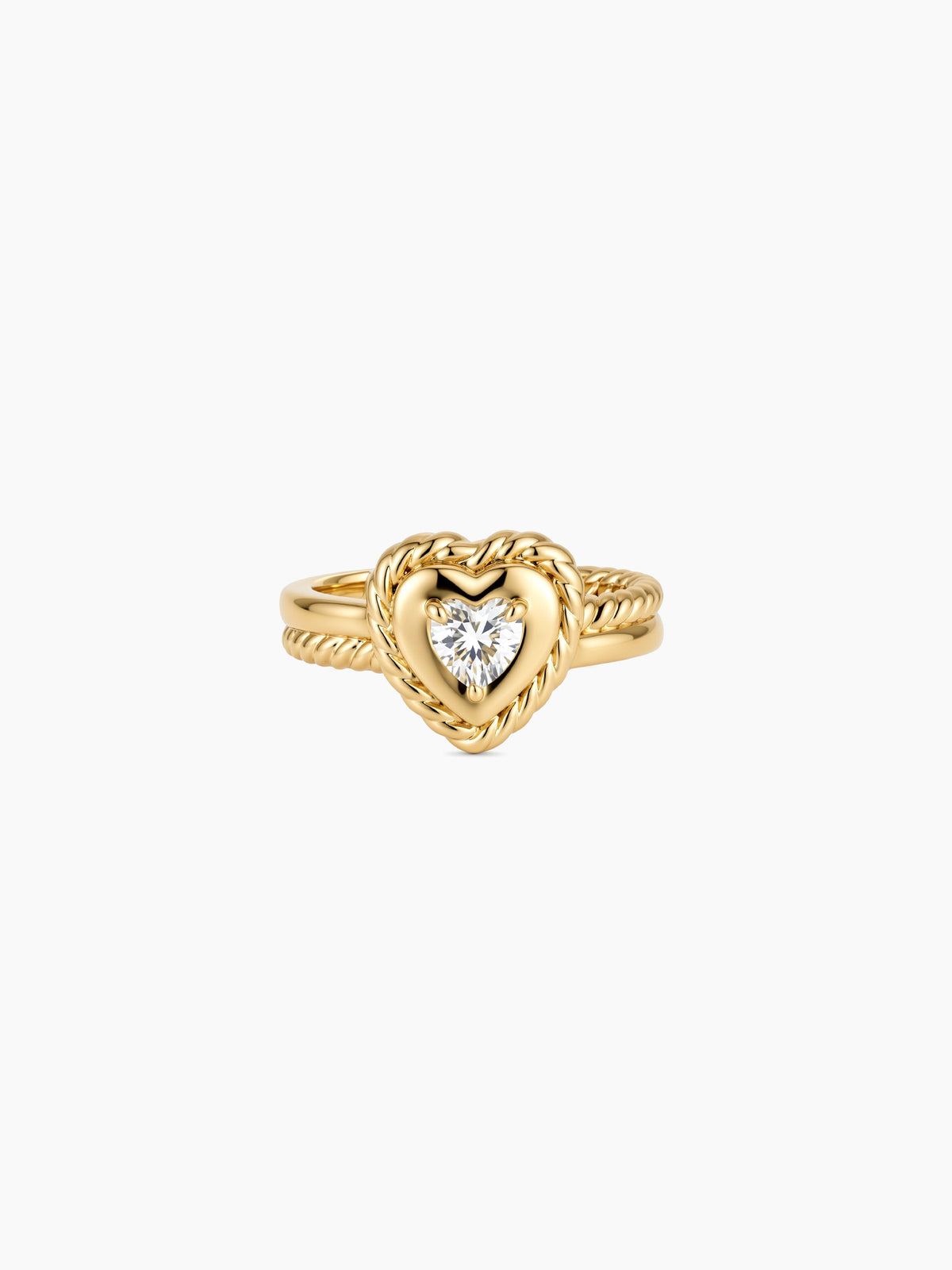 Twisted CZ Heart Ring in Gold