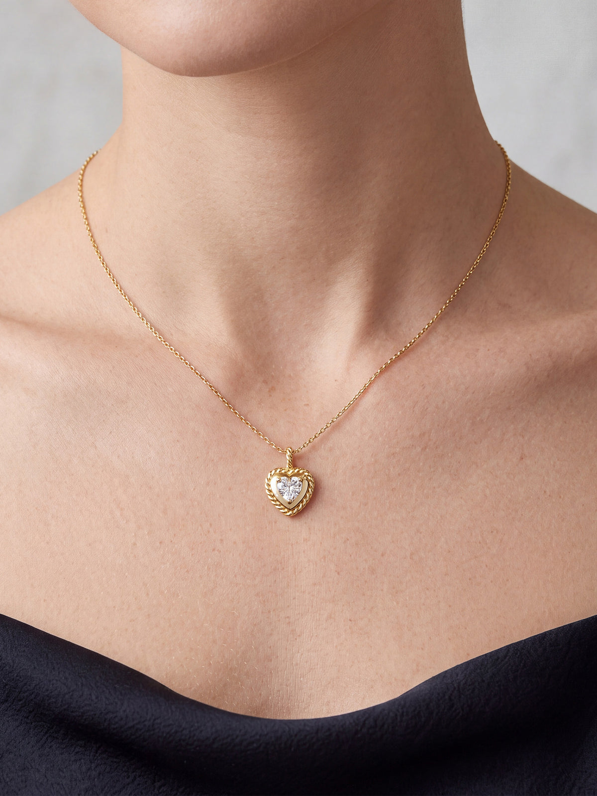 Twisted Heart Pendant Necklace in Gold